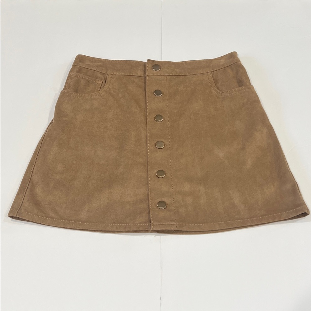 Express Tan Button-Front Skirt